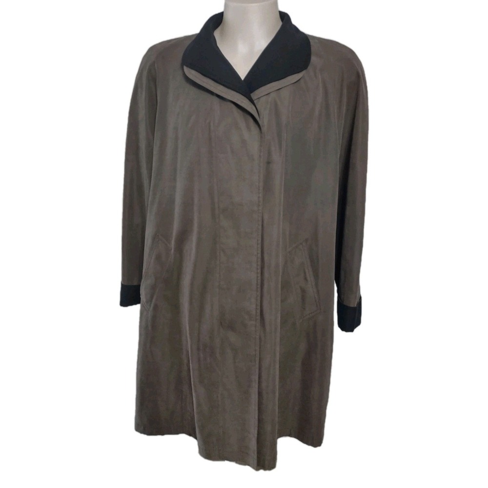 Gallery Trench Coat Women XL Brn. Long Sleeve Professional Norm Cabin Core Retro